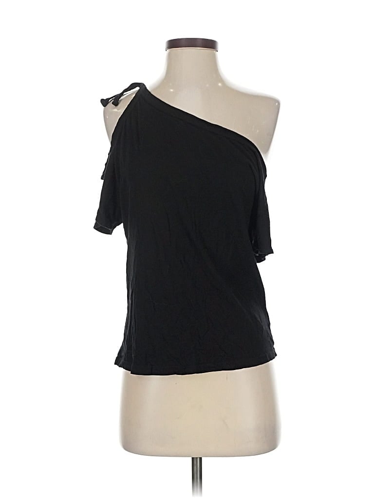 MONROW Pre-owned Tank Top Black One Shoulder Neckline Tops
