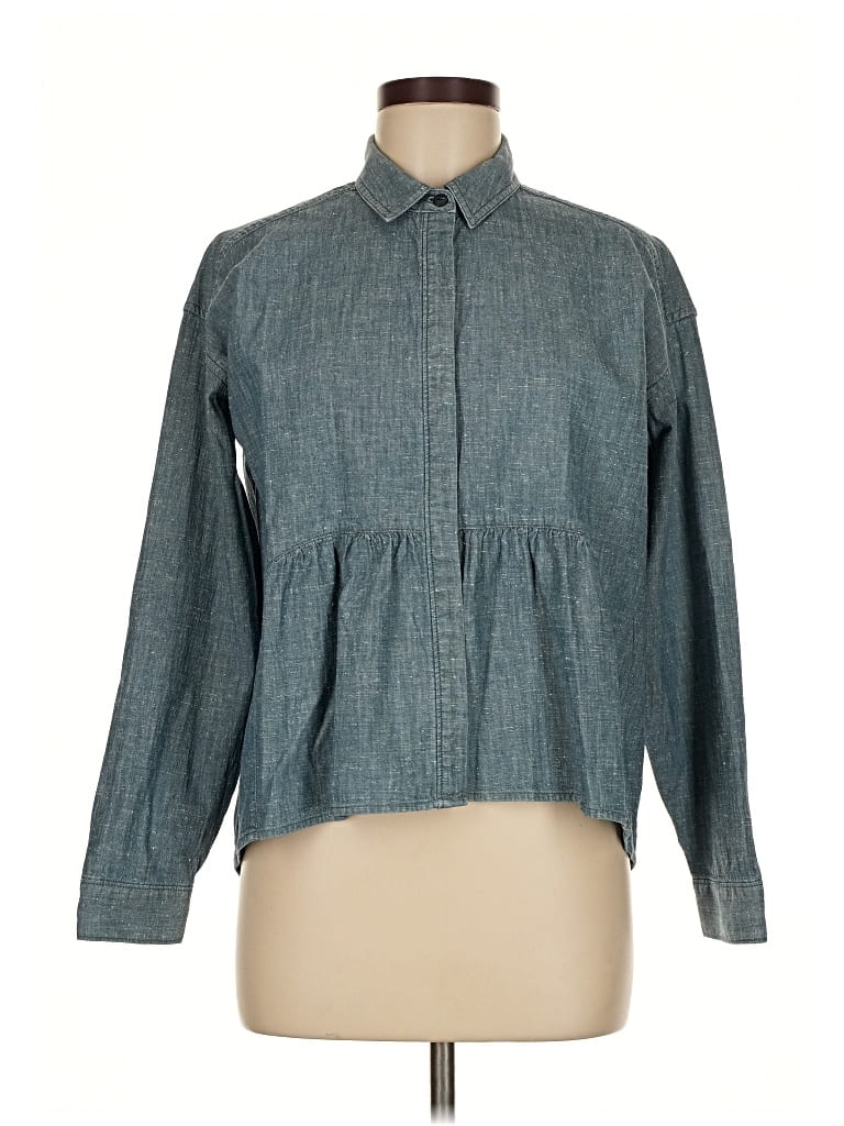 Pre-owned Rivet & Thread Long Sleeve Button Down Shirt In Blue