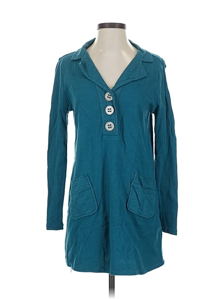 Pre-owned Soft Surroundings Long Sleeve Henley Shirt In Blue