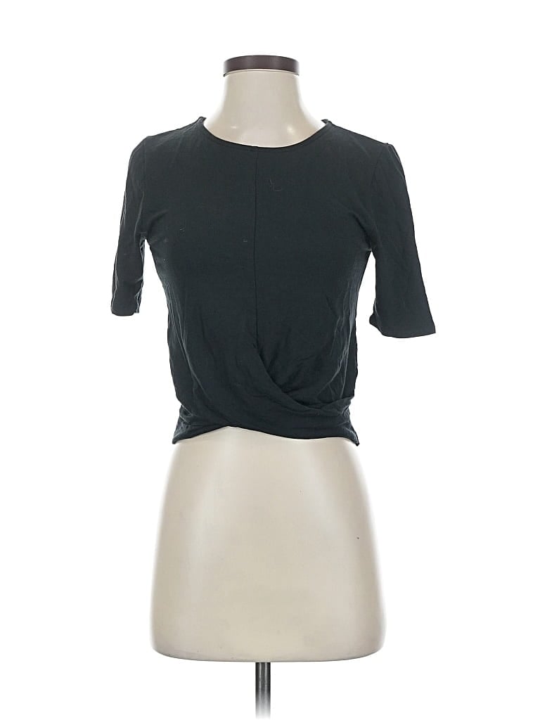 Pre-owned The Drop Short Sleeve Top Black Keyhole Neckline Tops