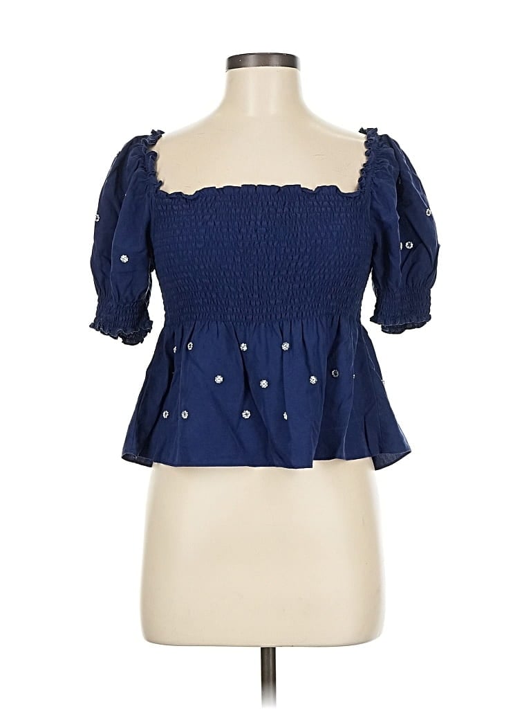 Pre-owned Hill House 3/4 Sleeve Blouse In Blue