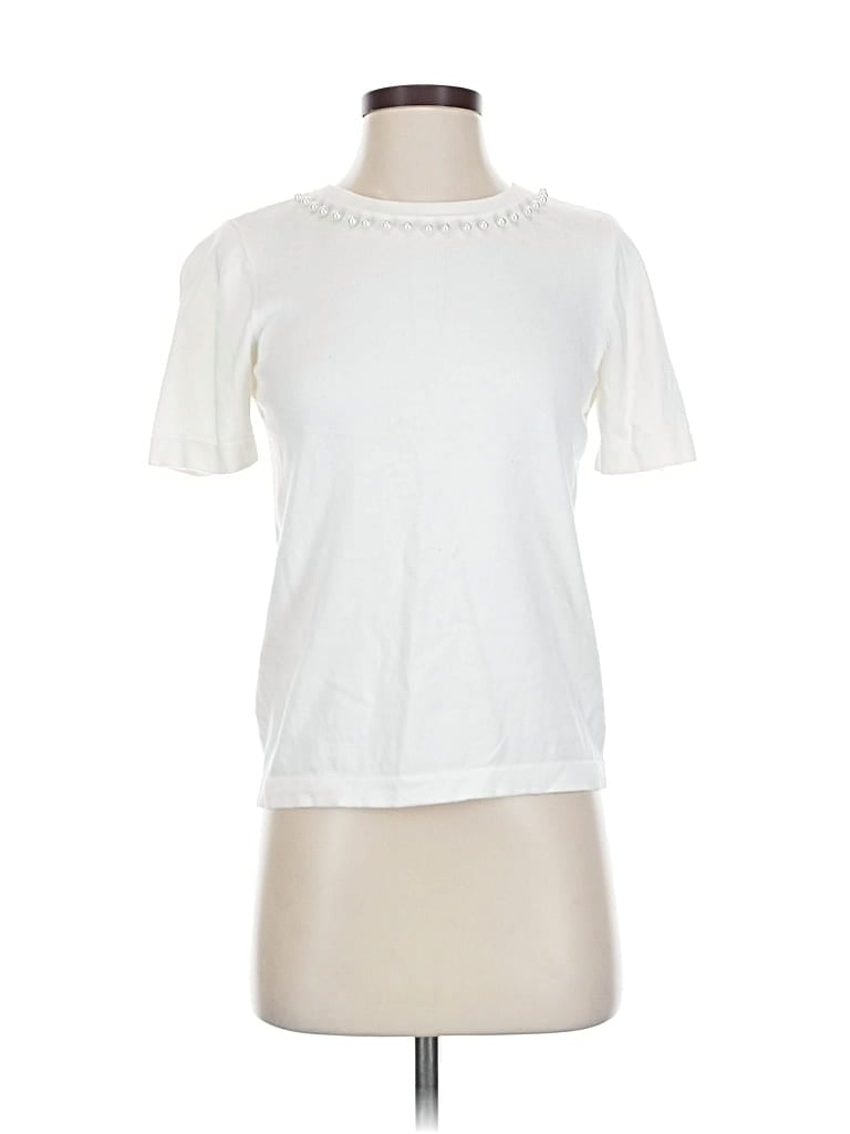 Pre-owned Ann Taylor Factory Short Sleeve T-shirt In White