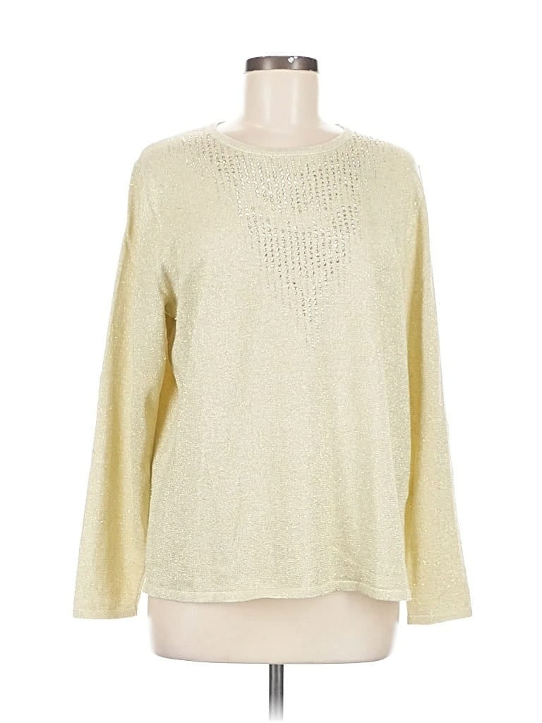 Click to view more detailed imagery on our partner's website Pre-owned Alfred Dunner Long Sleeve Top Gold Crew Neck Tops