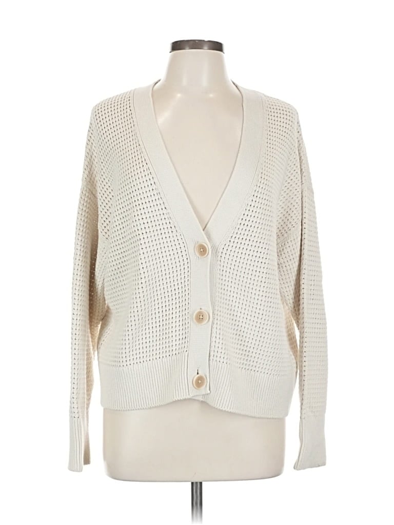 Pre-owned Banana Republic Factory Store Cardigan Sweater In White