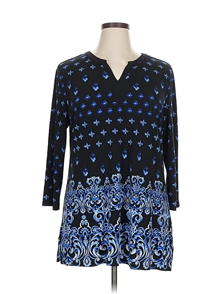 Click to view more detailed imagery on our partner's website Pre-owned Charter Club 3/4 Sleeve Blouse In Blue