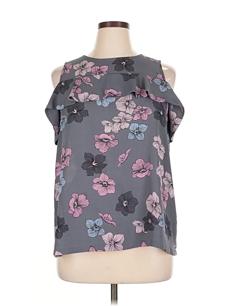 Pre-owned Ann Taylor Loft Sleeveless Blouse In Gray