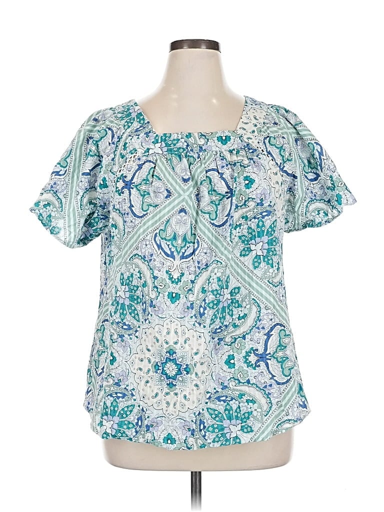 LANE BRYANT Pre-owned Short Sleeve Blouse In Blue