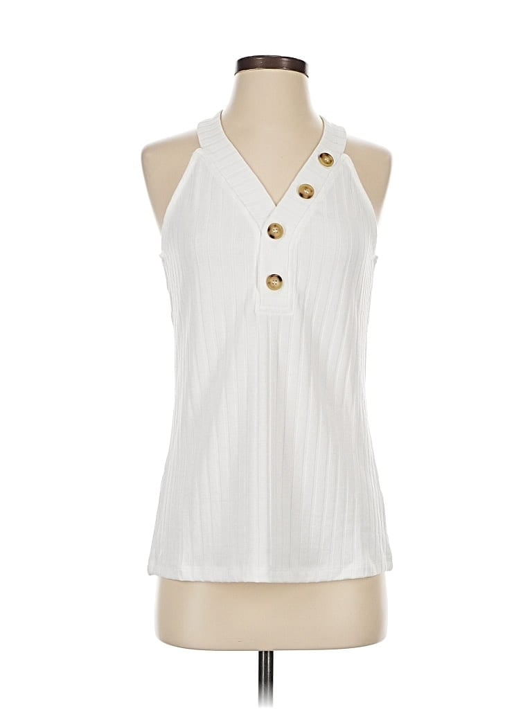 Pre-owned Doe & Rae Sleeveless Blouse In White