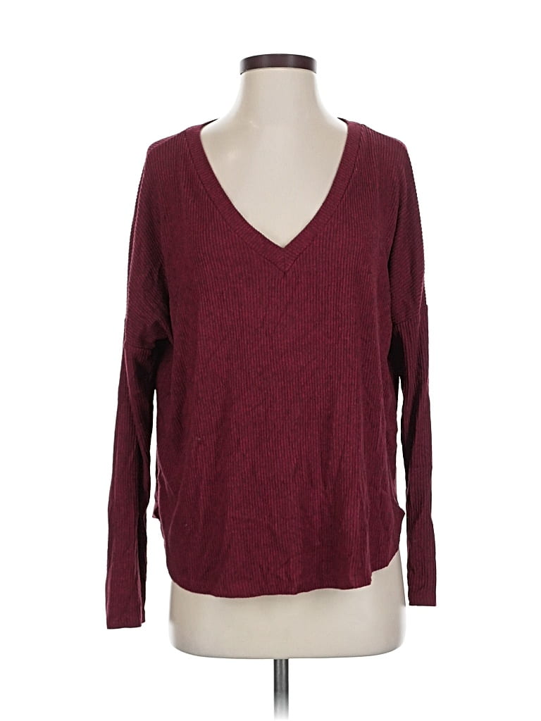 Pre-owned Lulus Long Sleeve T-shirt In Burgundy