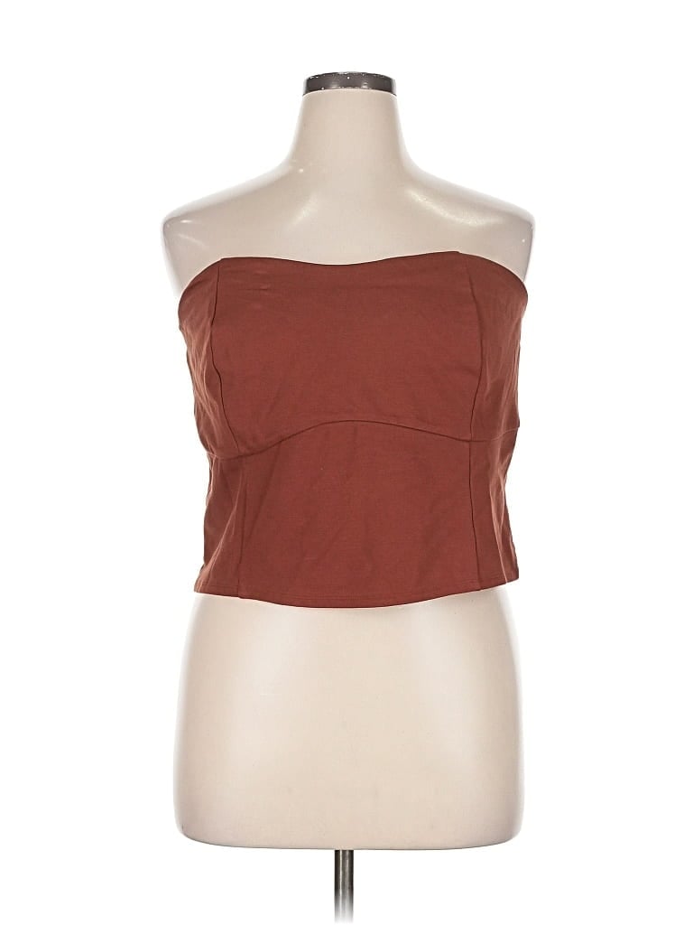 A NEW DAY Pre-owned Tube Top Brown Strapless Neckline Tops