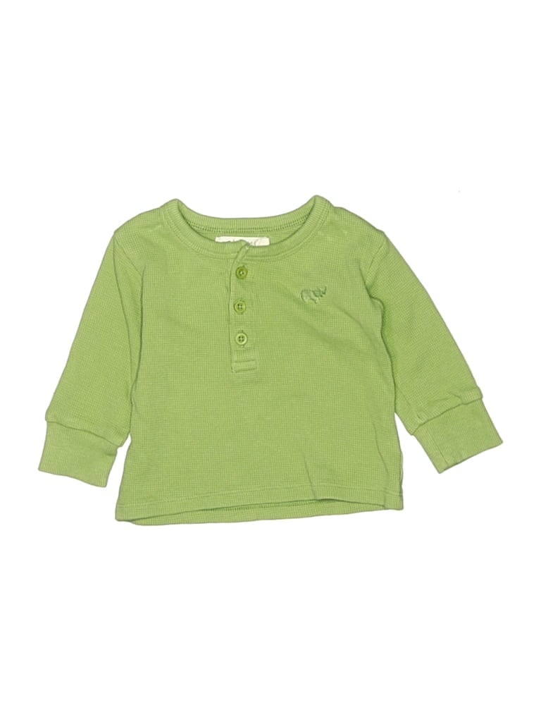 Pre-owned Monica + Andy Babies' Long Sleeve Henley Shirt In Green