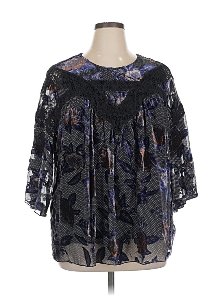 Pre-owned Daniel Rainn 3/4 Sleeve Blouse In Black