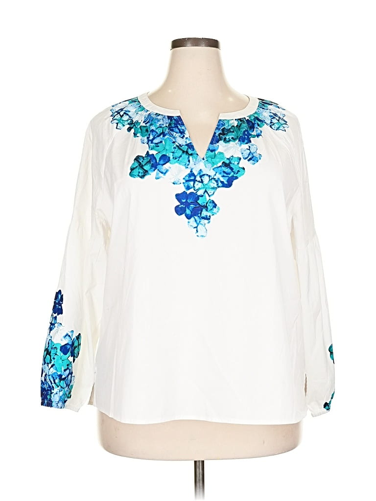 Pre-owned Chico's 3/4 Sleeve Blouse In White