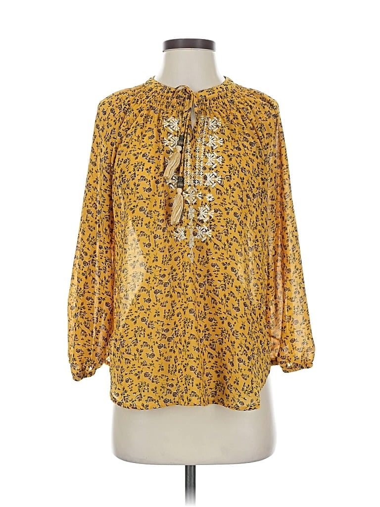 Pre-owned Mason & Belle 3/4 Sleeve Blouse In Gold