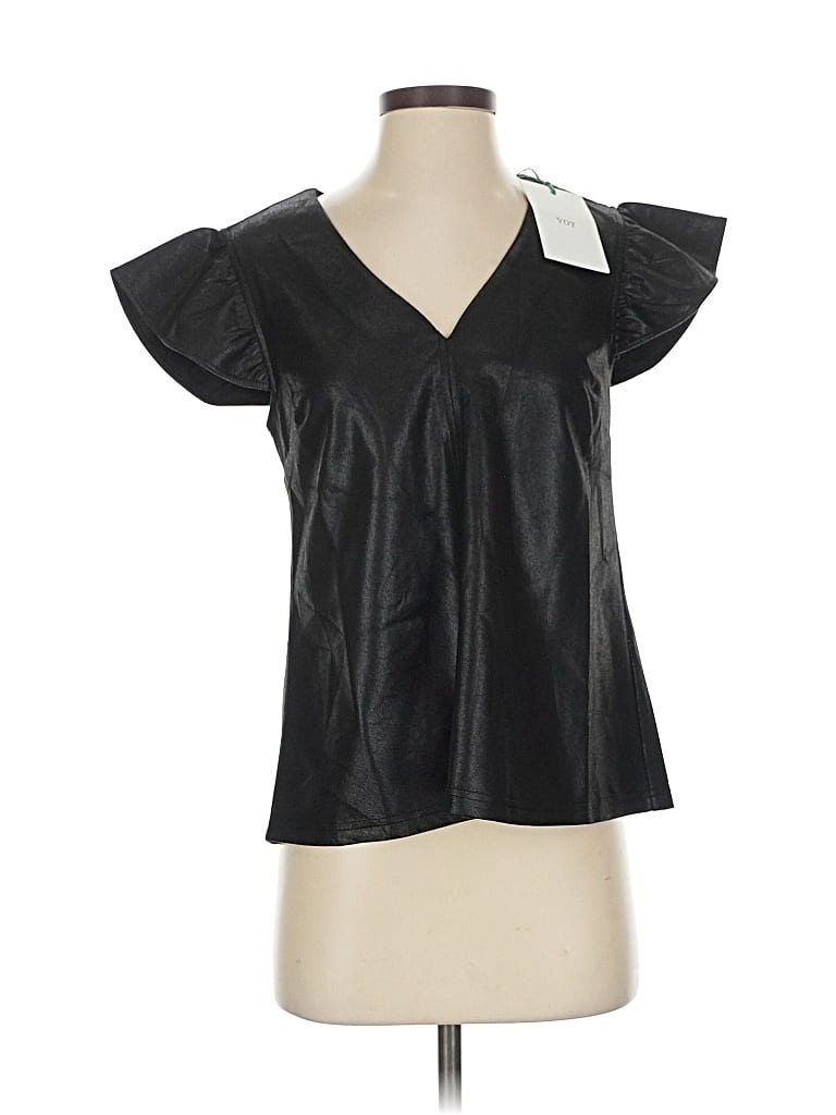 Pre-owned Voy Short Sleeve Blouse In Black