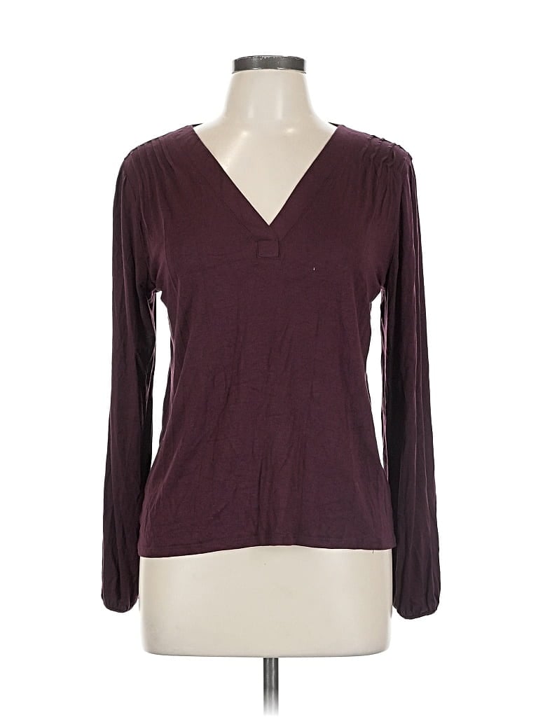 Pre-owned Laila Jayde Long Sleeve Top Burgundy V Neck Tops