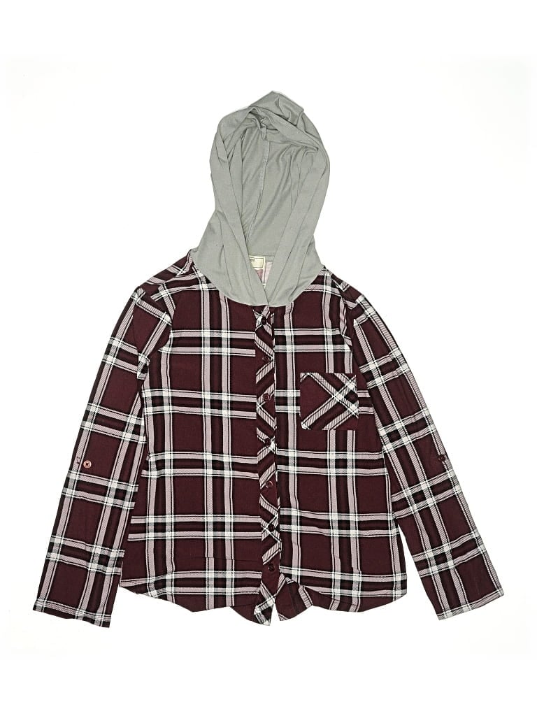 NO COMMENT Pre-owned Kids' Long Sleeve Button Down Shirt In Burgundy