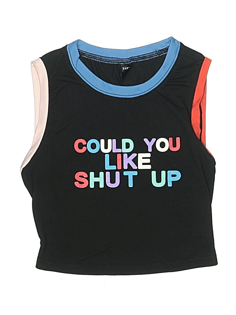 Pre-owned Shein Kids' Sleeveless T-shirt In Black