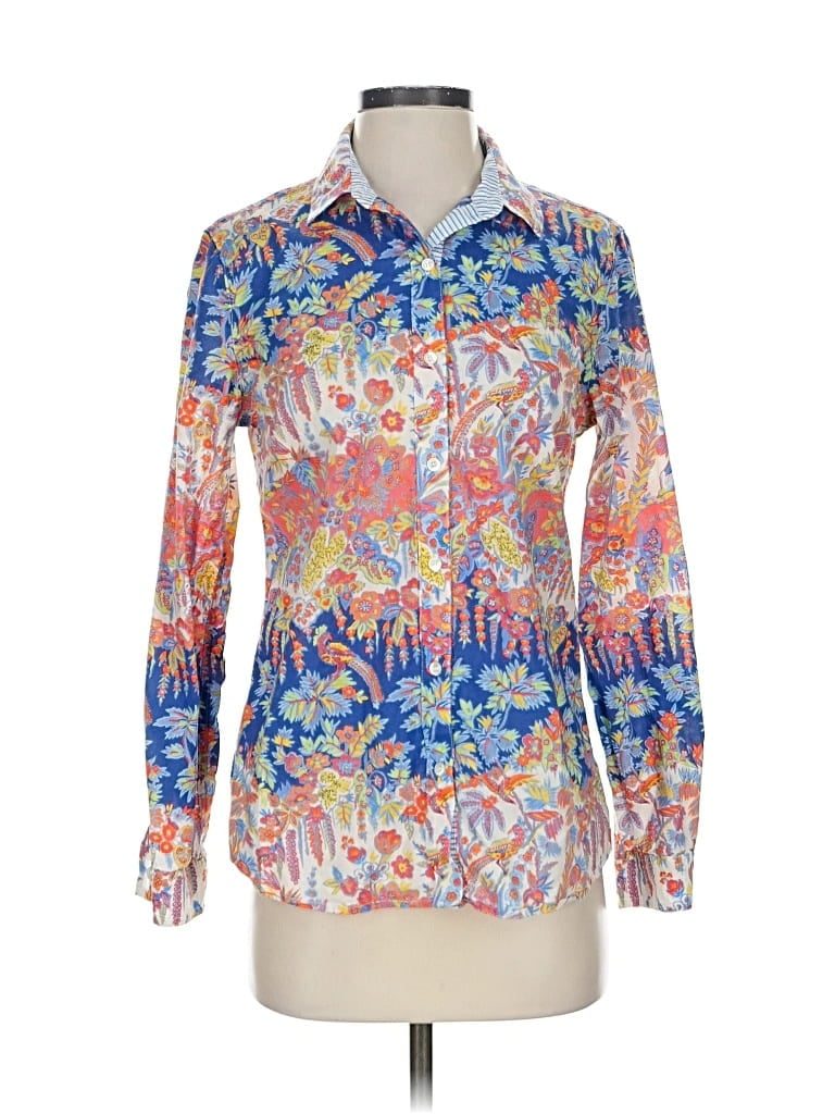 Pre-owned J. Mclaughlin Long Sleeve Blouse In Blue