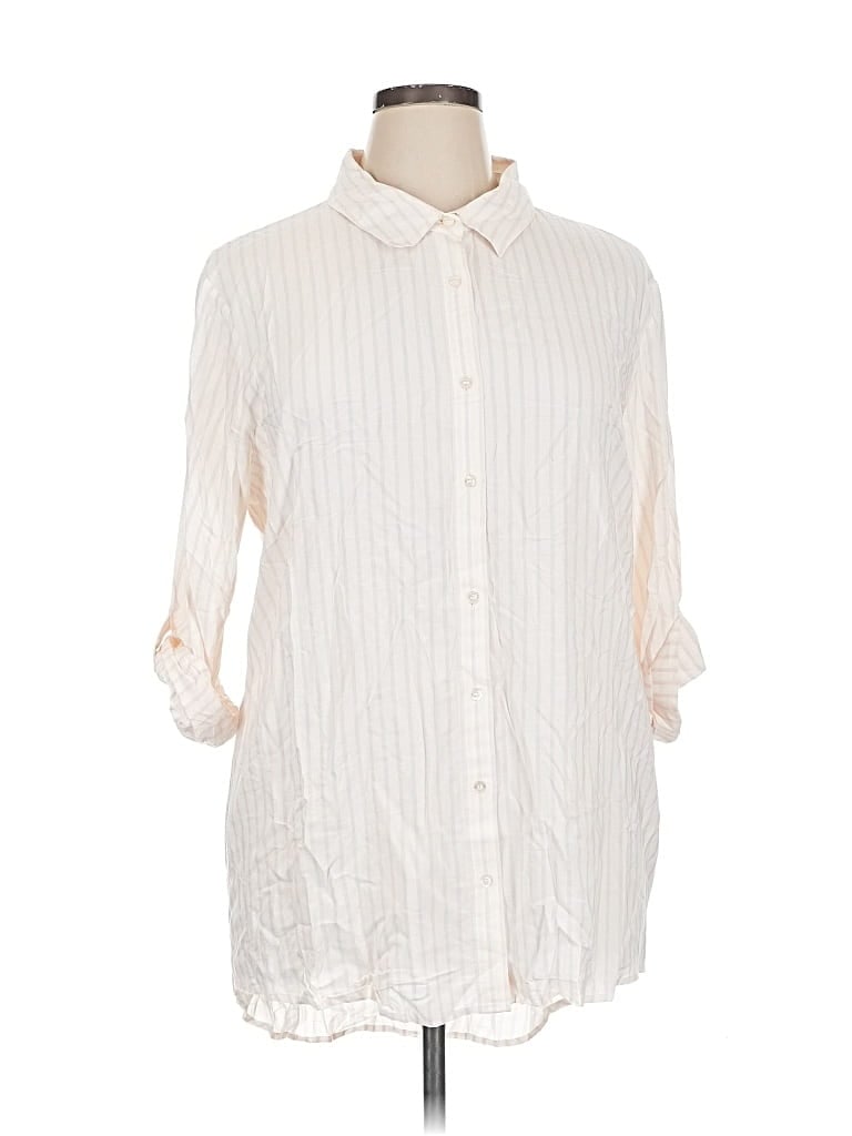 CALVIN KLEIN Pre-owned 3/4 Sleeve Button Down Shirt In White