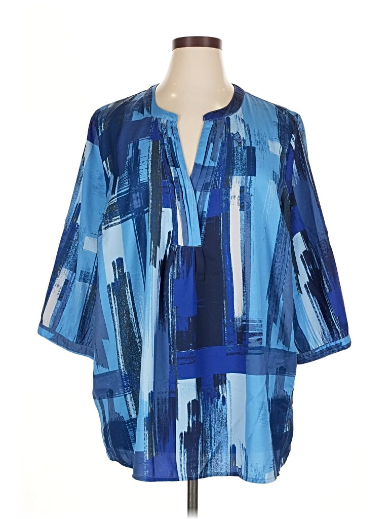 Pre-owned Catherines 3/4 Sleeve Blouse In Blue
