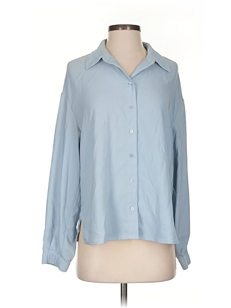 Pre-owned Maison D' Amelie Long Sleeve Blouse In Blue