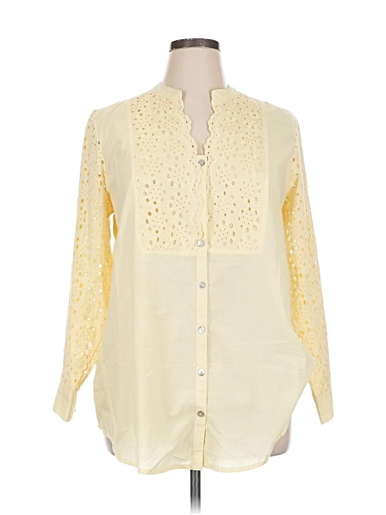 Pre-owned Denim 24/7 3/4 Sleeve Blouse In Yellow