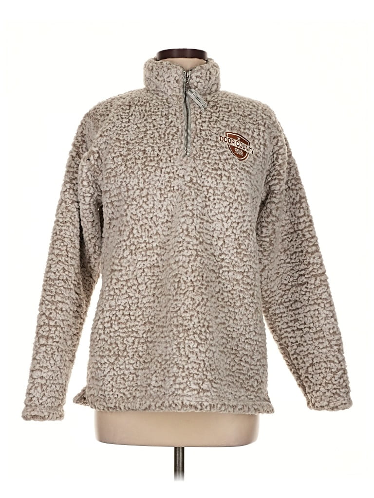 Pre-owned Top Of The World Pullover Sweater Tan High Neck Tops In Brown