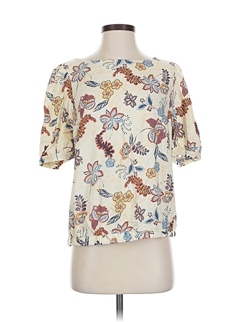 Pre-owned C&c California Short Sleeve Blouse In White