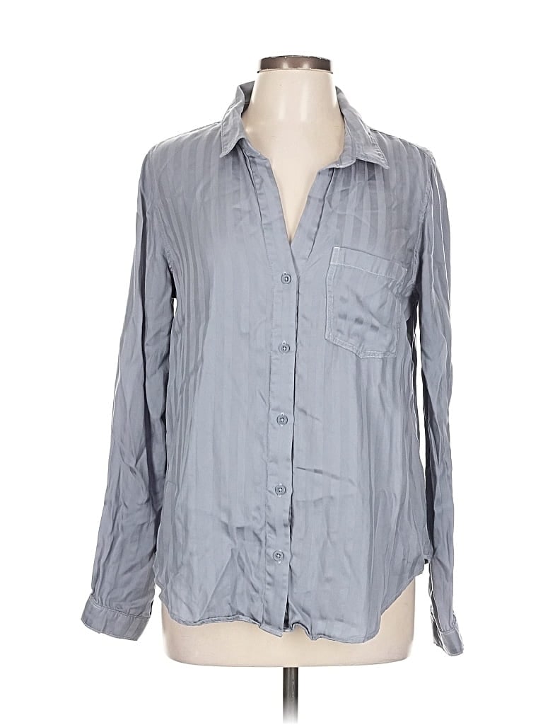 Pre-owned Cloth & Stone X Anthropologie Long Sleeve Button Down Shirt In Gray