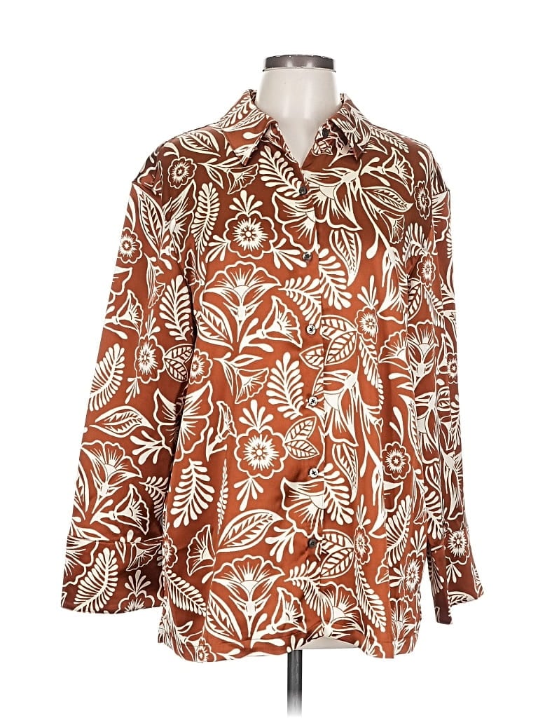 Pre-owned Assorted Brands Long Sleeve Button Down Shirt In Brown