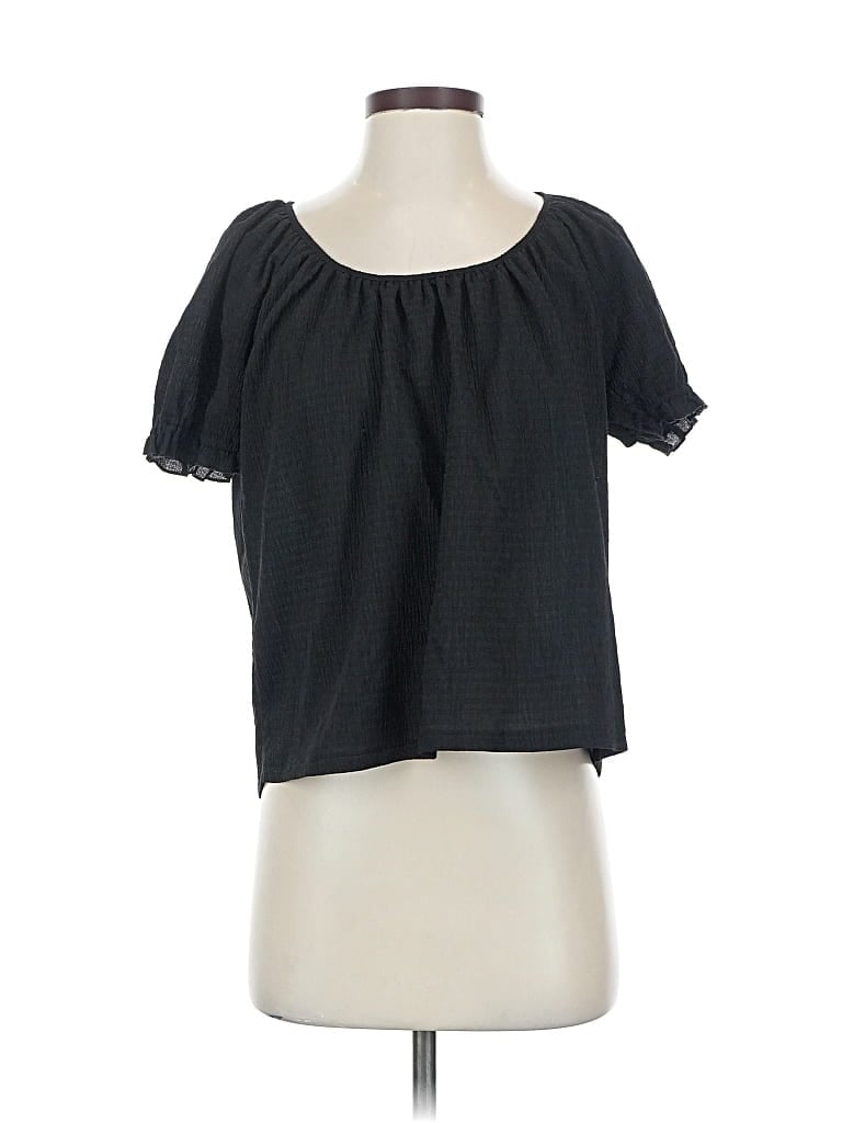 Pre-owned Texture & Thread Madewell Short Sleeve Blouse In Black