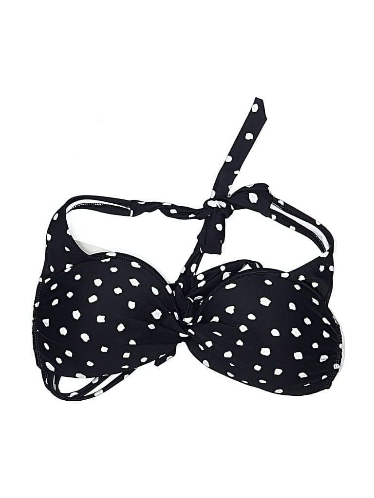 California Sunshine Swimsuit Top Black Polka Dots Pattern Swimwear