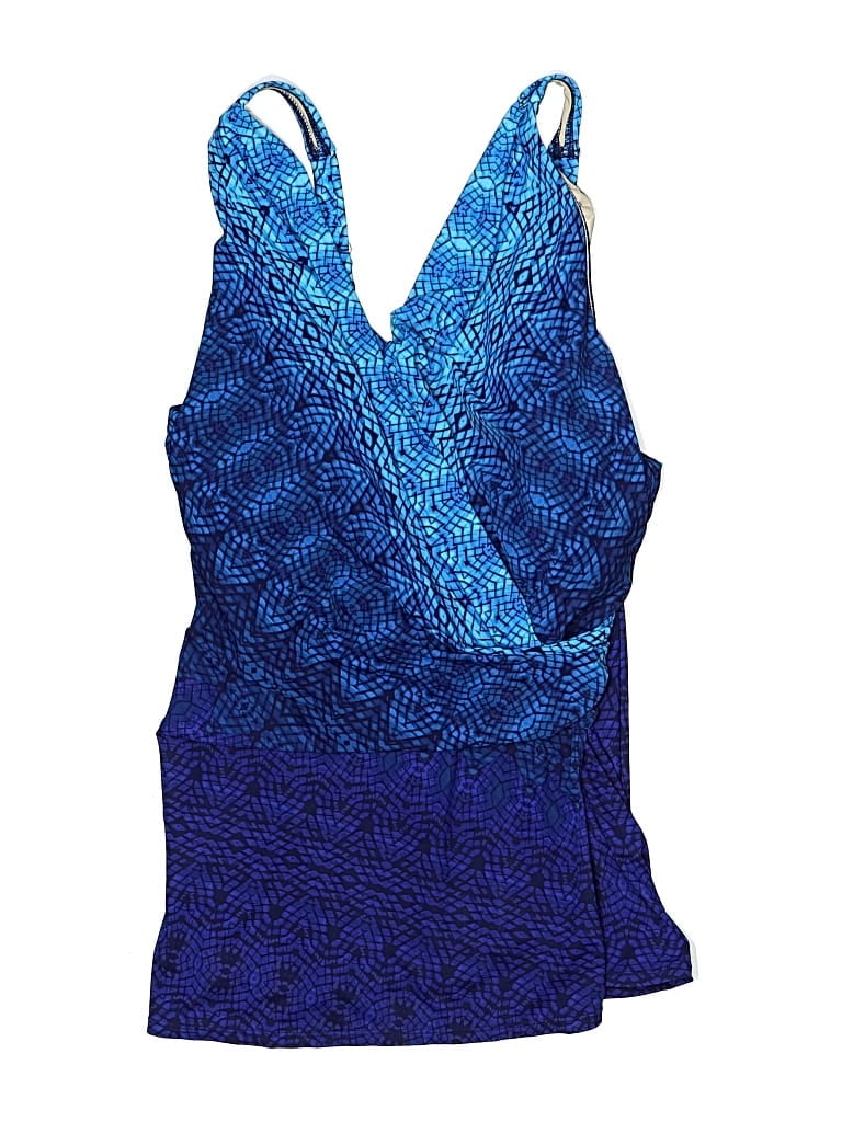 Click to view more detailed imagery on our partner's website Pre-owned Lands' End Swimsuit Top Blue Paisley Pattern Swimwear