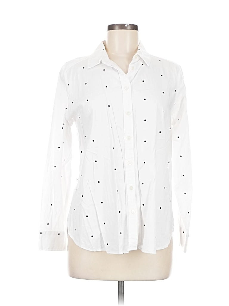 Pre-owned Ann Taylor Loft Long Sleeve Button Down Shirt In White