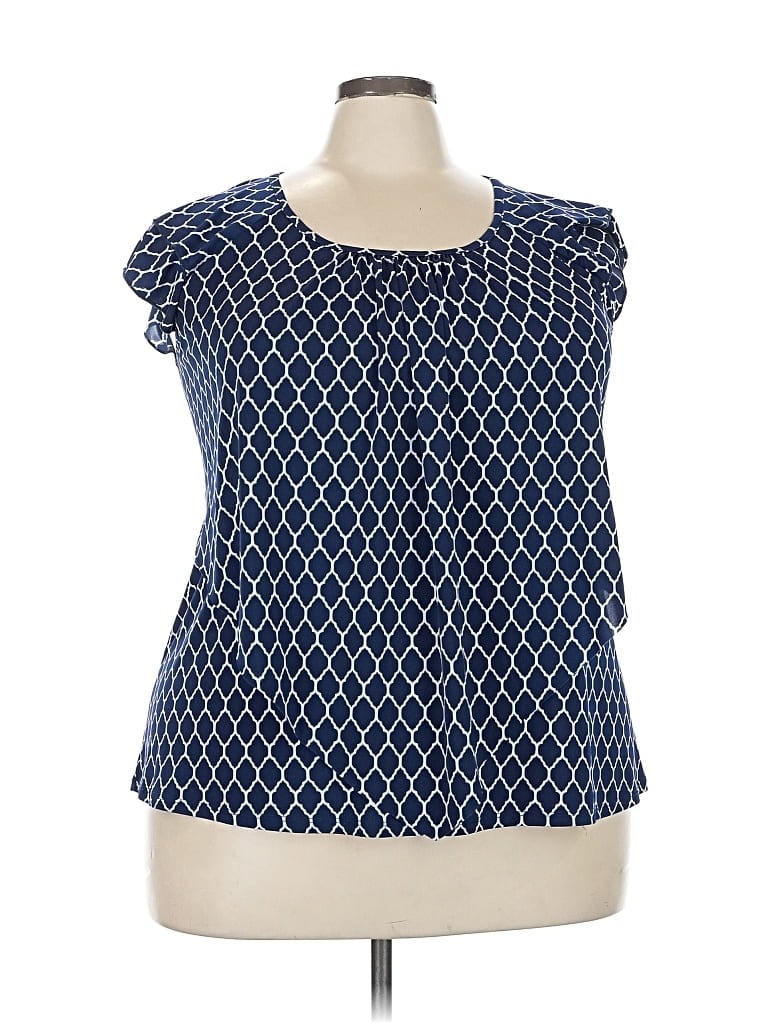 Pre-owned Roz & Ali Sleeveless Blouse In Blue