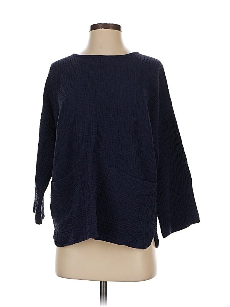 C&C CALIFORNIA Pre-owned 3/4 Sleeve Top Blue Boatneck Tops