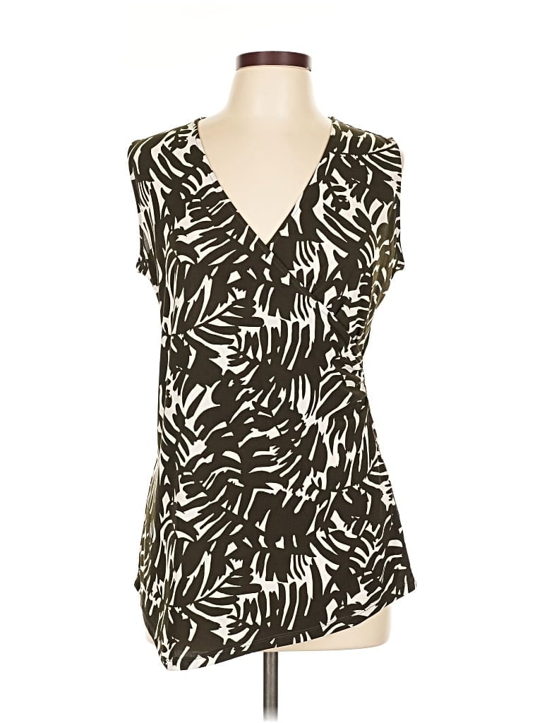 Pre-owned Jones New York Signature Short Sleeve Blouse In Black