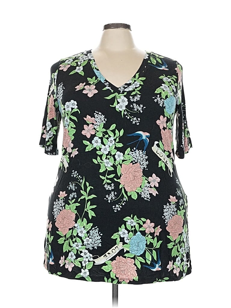 Pre-owned Torrid Short Sleeve Blouse In Black