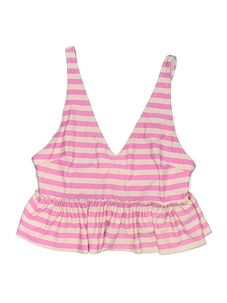 Pre-owned Assorted Brands Swimsuit Top Pink Stripes Pattern Swimwear