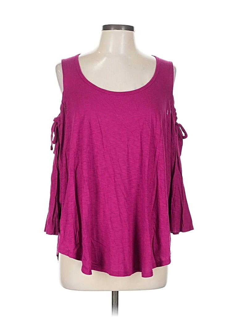 Pre-owned Express 3/4 Sleeve Top Pink Cold Shoulder Neckline Tops