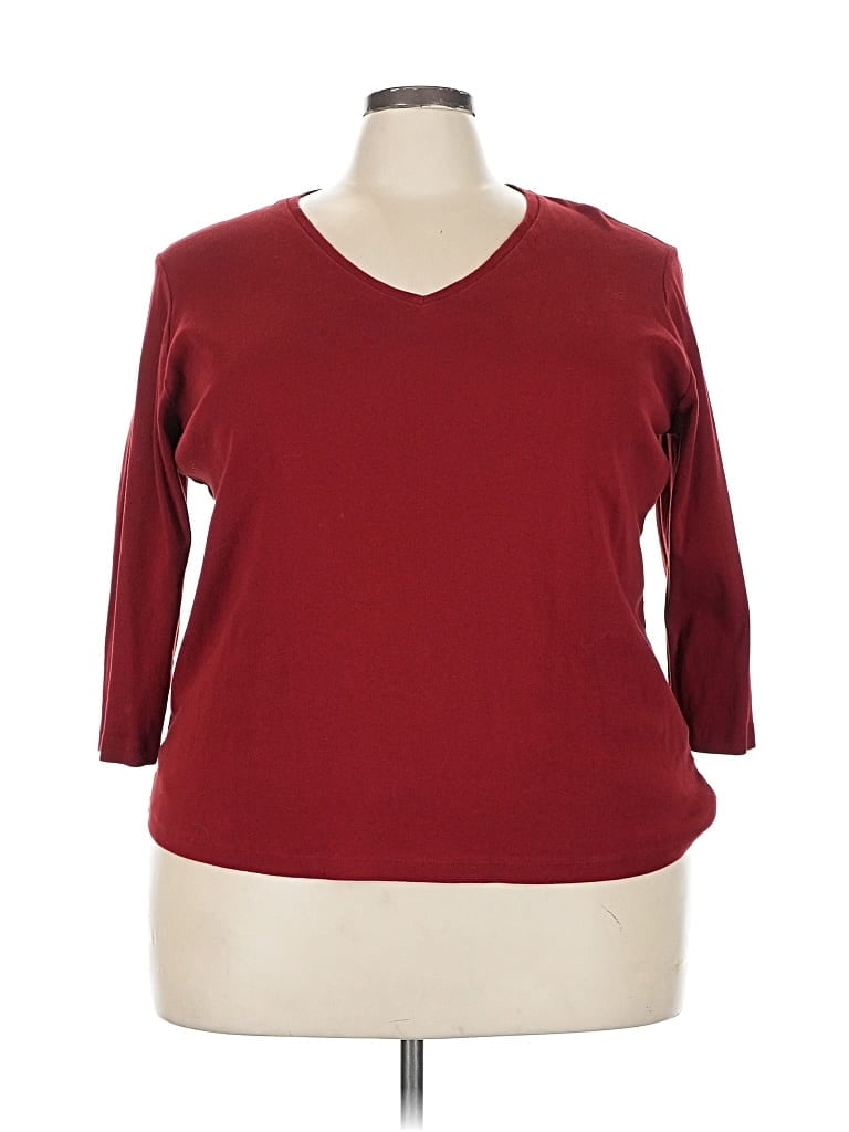 Pre-owned Jones New York Sport 3/4 Sleeve T-shirt In Burgundy