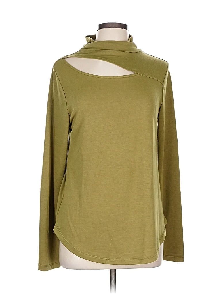 Pre-owned Cupio Long Sleeve Top Green Cowl Neck Tops