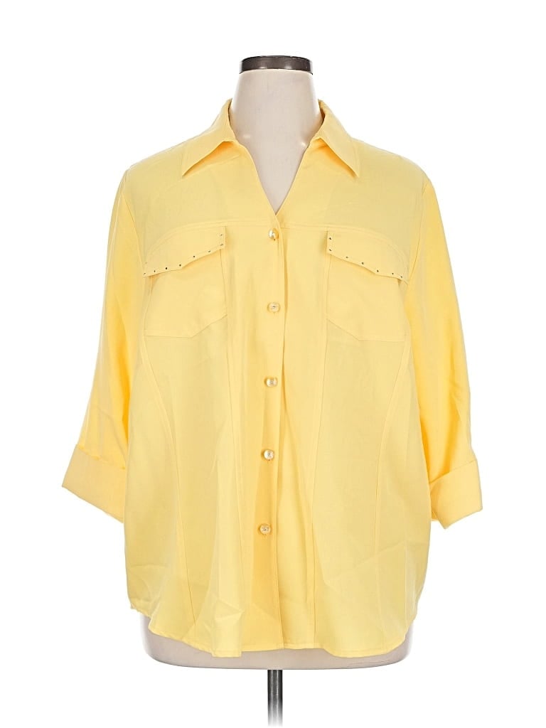 Maggie Barnes 3/4 Sleeve Blouse In Yellow