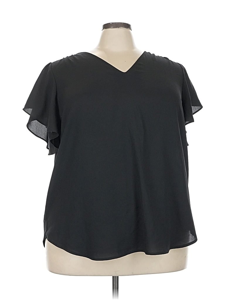 Pre-owned Ann Taylor Loft Short Sleeve Blouse In Black