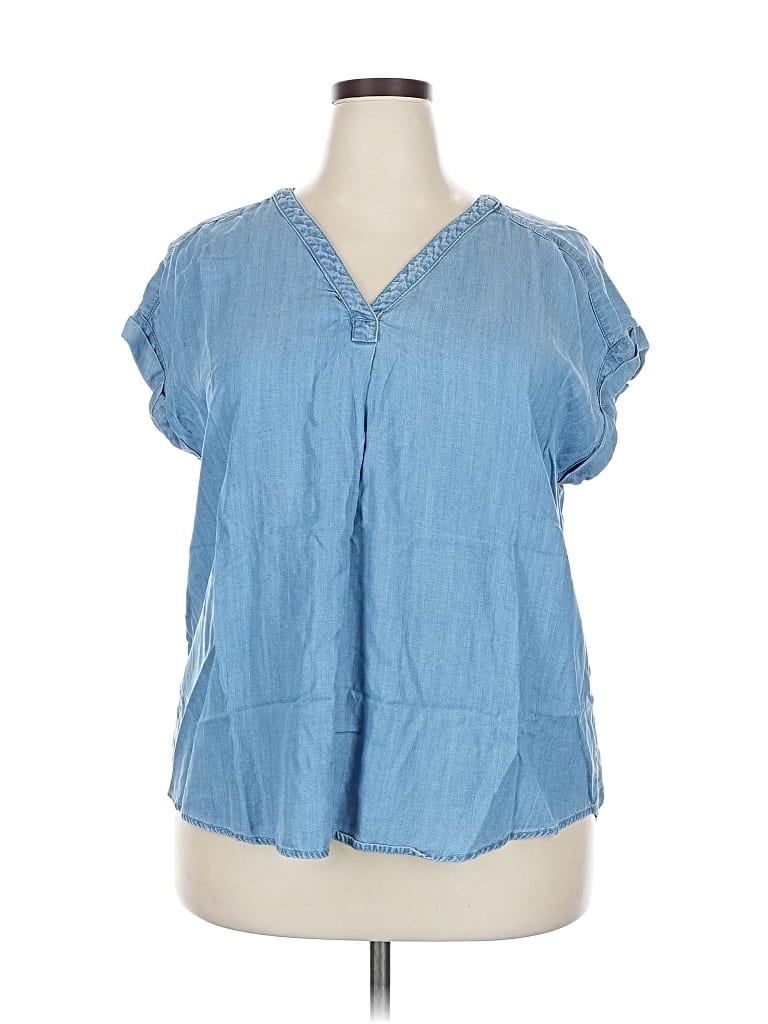 LIZ CLAIBORNE Pre-owned Short Sleeve Blouse In Blue