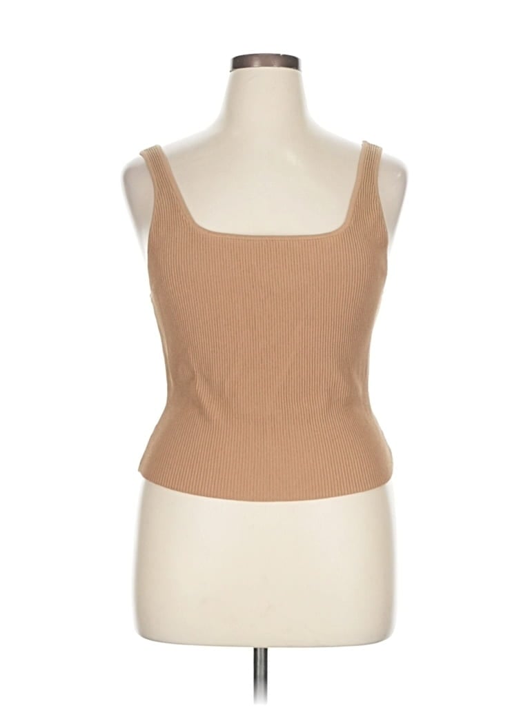Pre-owned Babaton Sleeveless Top Tan Sweetheart Neckline Tops In Brown