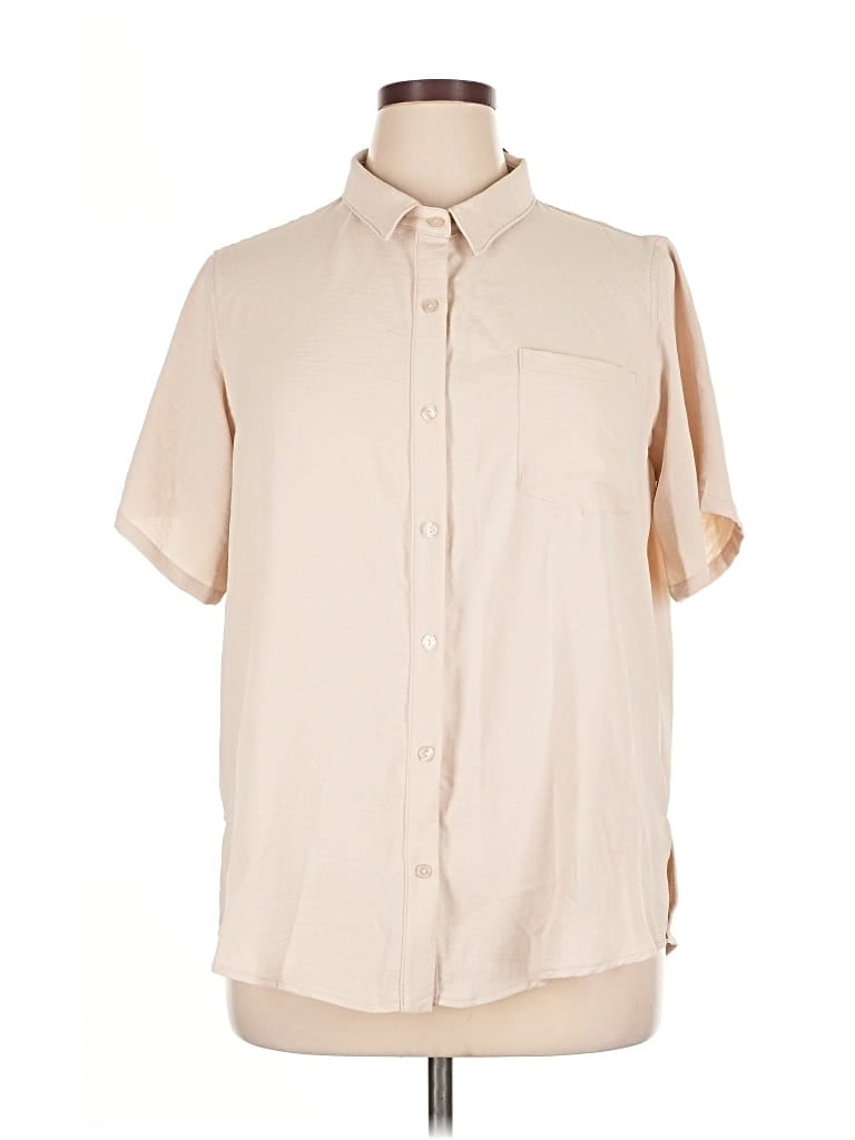 Pre-owned Fashion Nova Short Sleeve Button Down Shirt In Brown