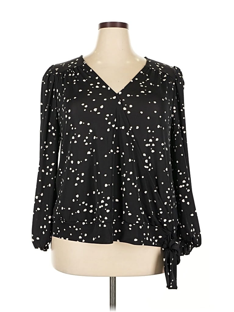 Pre-owned Inc International Concepts 3/4 Sleeve Blouse In Black