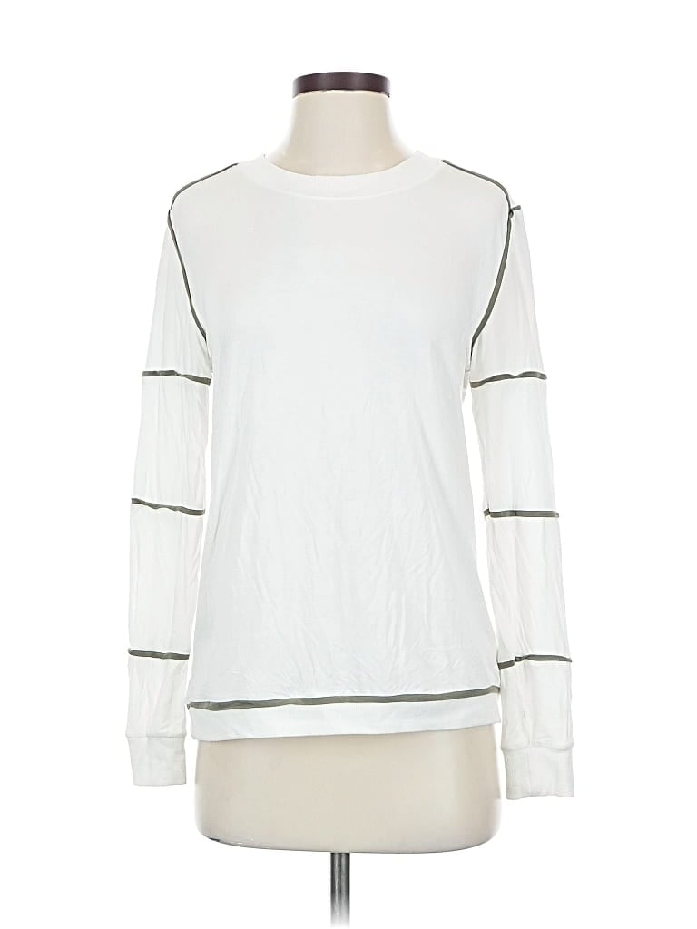 Pre-owned Pol Long Sleeve Top White Crew Neck Tops